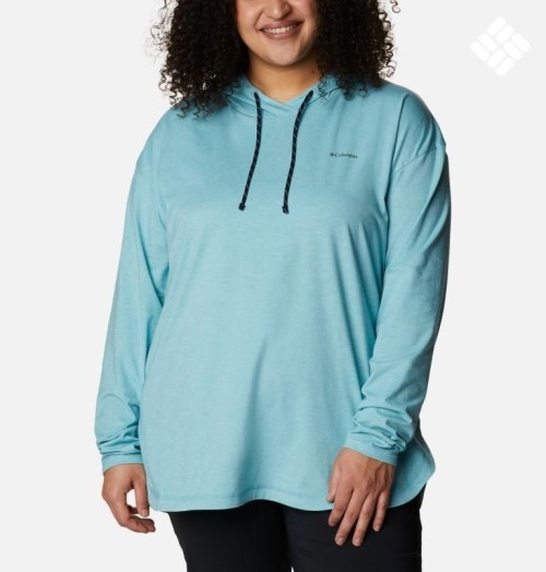 Women's Columbia Sun Trek Pullover Hoodie Turquoise | Plus Size CA-U16C0